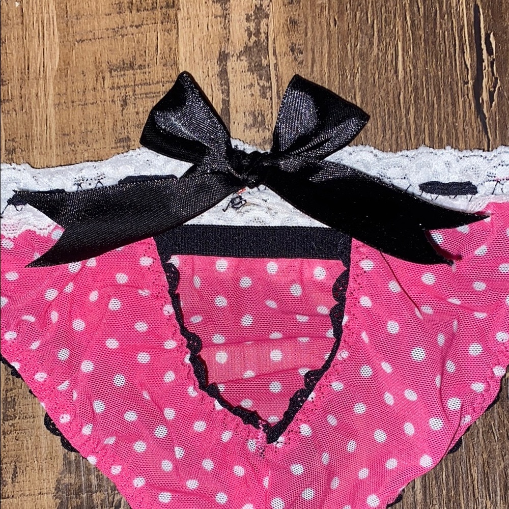 Pink and Black Polka Dot Lingerie Set - Picture 8 of 11